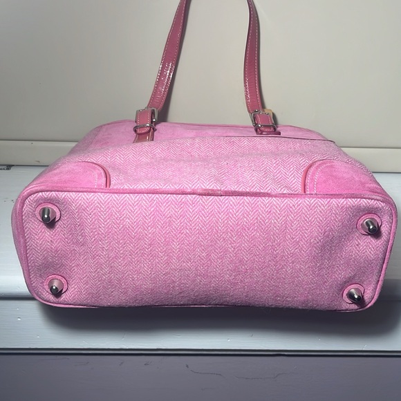 COACH EUC Pink Suede & Tweed Satchel - Picture 5 of 13